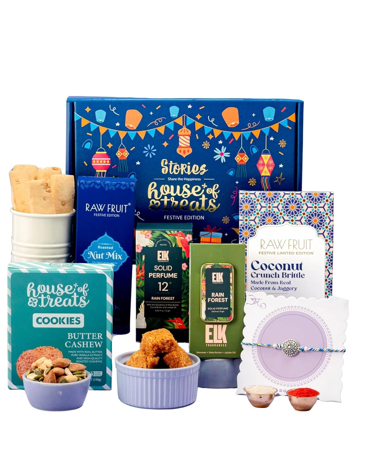 Rakhi gift Hamper Solid Perfume pack Gift Hamper for Brother Rakhi Combo Pack Brittle Pack Cookies Hamper