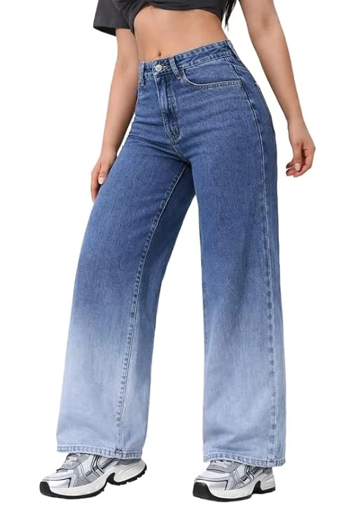 Women's Light Blue Relaxed Baggy Fit High Rise Jeans