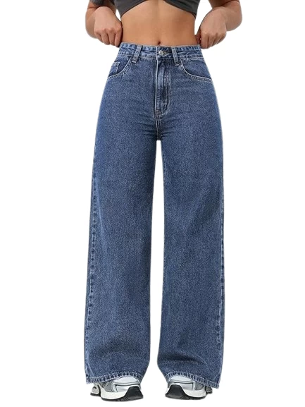 Women's Blue Relaxed Baggy Fit High Rise Jeans
