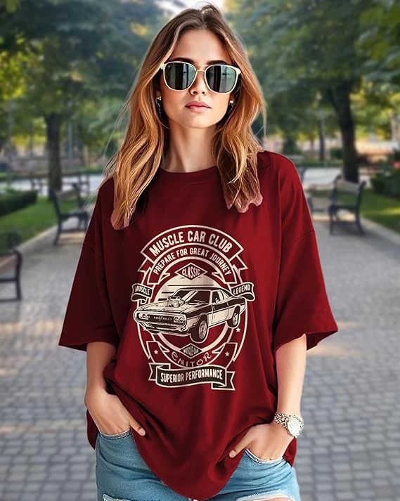 Women Oversized Fit Graphic Print T-Shirt